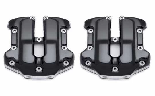 Harley Davidson Defiance Obere Rocker Abdeckungen, Schwarz Cut 3 Harley Davidson Defiance Obere Rocker Abdeckungen, Schwarz Cut