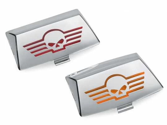 Harley Davidson Fenderspitzen-Kit Mit Glaseinsatz Und Skull Logo 3 Harley Davidson Fenderspitzen-Kit Mit Glaseinsatz Und Skull Logo